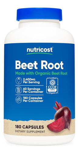 Raiz De Beterraba Nutricost 2400mg, 180 Cápsulas - Certifica
