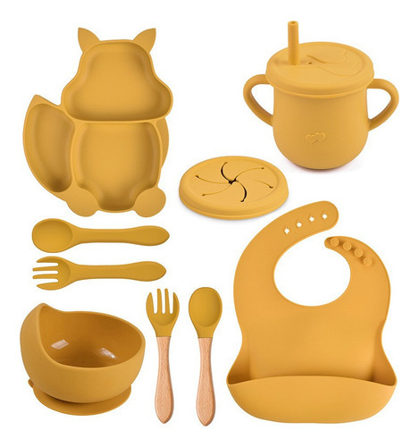 Conjunto De Talheres De Silicone Baby Squirrel De 9 Peças - Imagem 17
