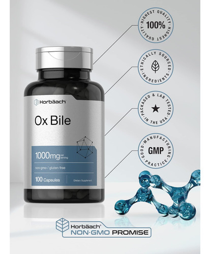 Suplemento Biliar De Boi Horbäach | 1000mg | 100 Cápsulas | - Imagem 5