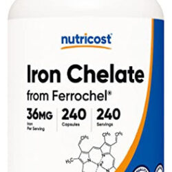 Suplemento De Ferro Nutricost Quelated Iron 36mg 240 Cápsula