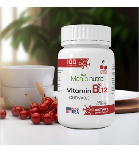 Manjo Nutra Vitamina B-12, Comprimidos Mastigáveis, Sabor Ce - Imagem 2