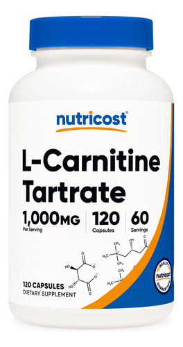 Suplemento Nutricost Tartarato De L-carnitina 1000 Mg 120 Cá