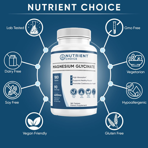 Nutrient Choice 400 Mg Glicinato De Magnésio 180 Comprimidos - Imagem 2
