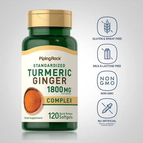 Suplemento De Cúrcuma E Gengibre 1800mg | 120 Cápsulas Gelat - Imagem 3