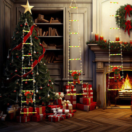 Papai Noel Escalando Na Escada De Corda Decoração - Imagem 8