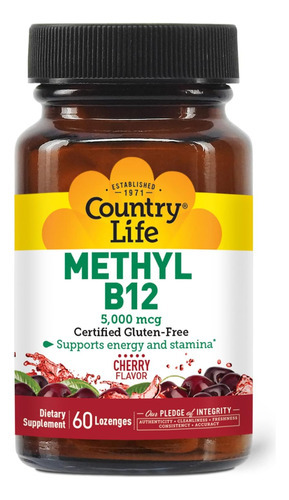 Cápsulas Country Life Metil B-12, 5000 Mcg, Contagem De 60