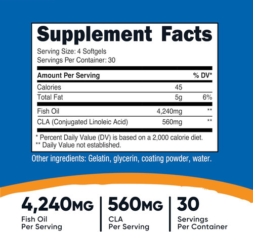 Óleo De Peixe Nutricost Com Cla (120 Cápsulas Gelatinosas) - - Imagem 2