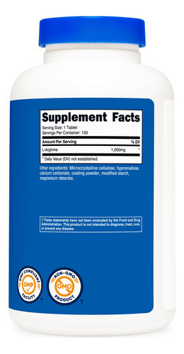 Suplemento Nutricost L-arginina 1000 Mg Comprimidos (150 Com - Imagem 6