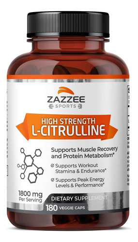 Zazzee De Alta Resistência L-citrulina Malato, 1800 Mg Por P