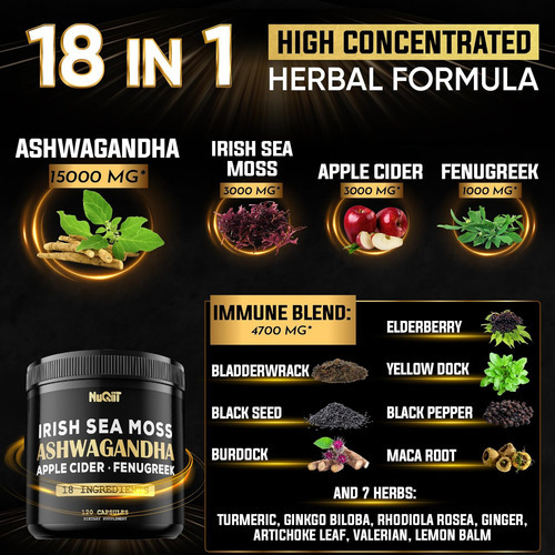 Nuqiit Organic Ashwangdha Capsules Mg Irish Sea Moss 3000mg - Imagem 2
