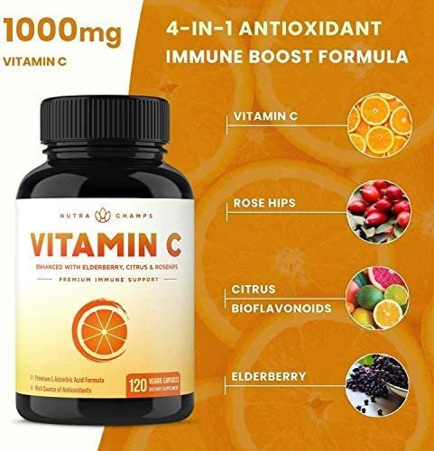 Vitamina C Nutra Champs 1000 Mg 120 Cápsulas - Imagem 3