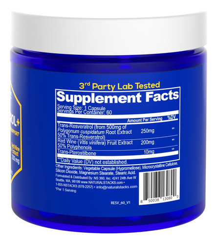 Natural Stacks Suplemento Antioxidante De Resveratrol - Tran - Imagem 5