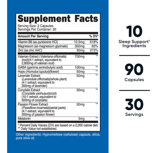 Complexo Sleep Aid Nutricost Sleep Aid 1330 Mg 90 Cápsulas - Imagem 3