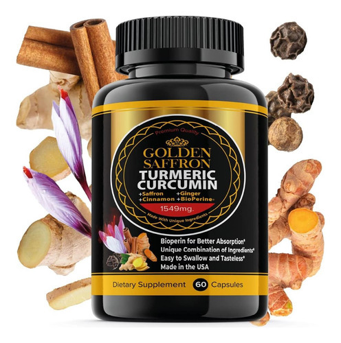 Suplemento De Curcumina De Cúrcuma Golden Saffron Com Bioper