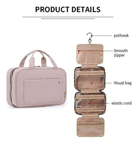 Necessaire Viagem Bolsa Travel Maquiagem Gancho Divisórias - Imagem 3
