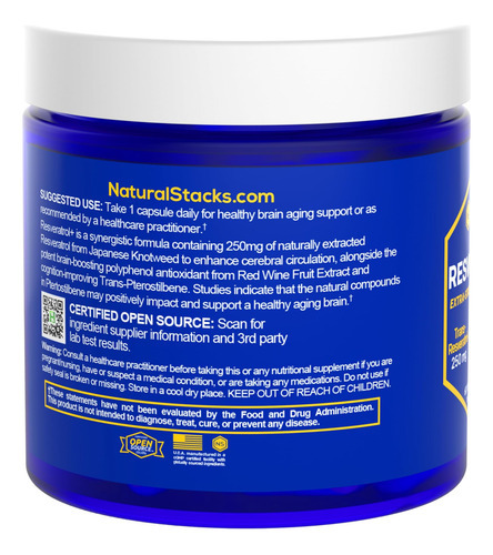 Natural Stacks Suplemento Antioxidante De Resveratrol - Tran - Imagem 4