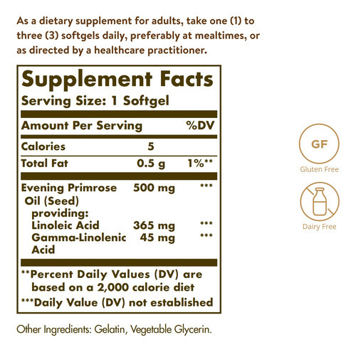 Suplemento Solgar Óleo De Prímula 500 Mg 180 Cápsulas Gelati - Imagem 2