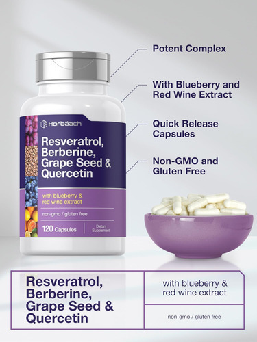 Horbäach Resveratrol Berberina Semente De Uva E Quercetina | - Imagem 4