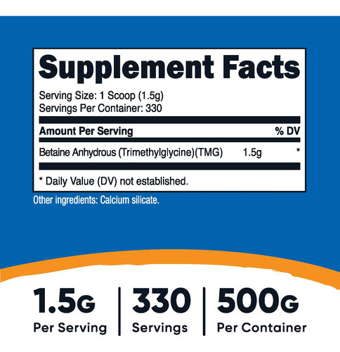 Suplemento Nutricost Betaína Anidra Trimetilglicina 500g - Imagem 3