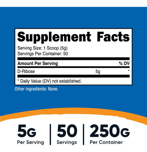 Suplemento Nutricost D-ribose Em Pó 250g 100% Puro - Imagem 2