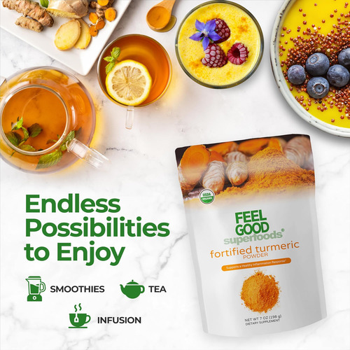 Feelgood Superfoods Fortificado Cúrcuma Em Pó - Suplemento V - Imagem 4