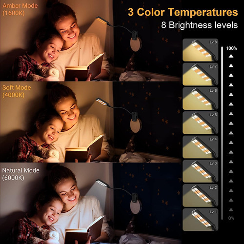 Luz De Leitura Para Livro Na Cama Led Recarregável - Imagem 5