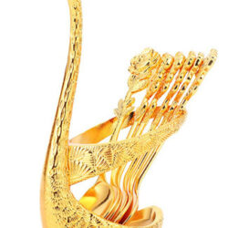 Base Cisne Decorativa Com 6 Colheres De Chá Talheres