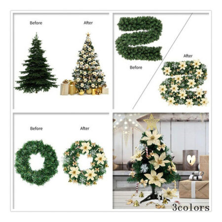 Decoração De Árvore De Natal De 120 Peças Com Flores De Nata — foto 10 Decoração De Árvore De Natal De 120 Peças Com Flores De Nata — foto 10