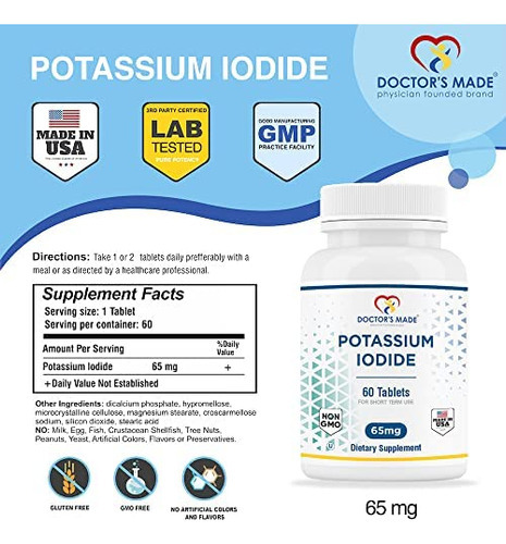 Iodeto De Potássio Feito Pelo Médico 65 Mg. 60 Comprimidos. - Imagem 3