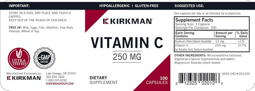 Kirkman Vitamina C 250 Mg 100 Contagens - Imagem 3