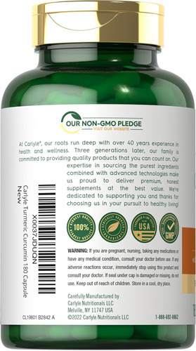 Curcumina De Cúrcuma Carlyle Com Bioperina | 500mg | 180 Cáp - Imagem 3