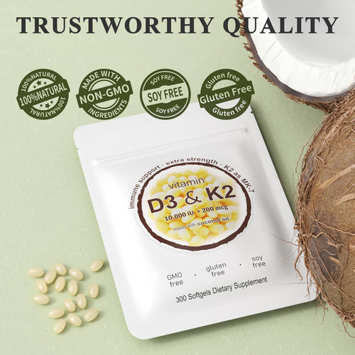 Letscol 2 Em 1 Suplemento De Vitamina D3 K2 Softgel, Vitamin - Imagem 5