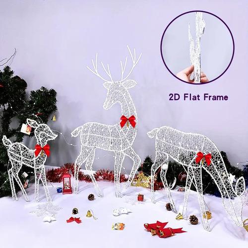 3pcs Flashes De Enfeite De Natal De Jardim Led De Renas - Imagem 2