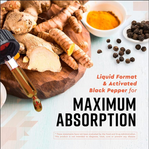 360 Nutrition Gotas De Suplemento De Cúrcuma E Gengibre, Cur - Imagem 5