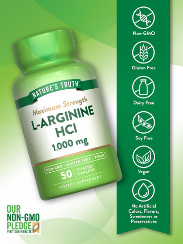 Natures Truth L-arginina Hcl 1000mg | 50 Caplets | Suplement - Imagem 3