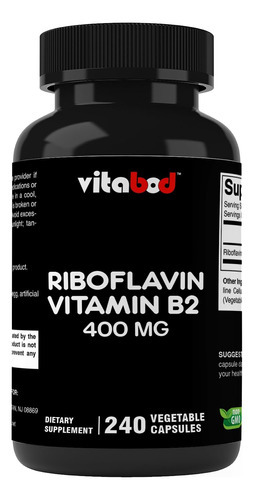 Vitabod Vitamina B2 (riboflavina) 400 Mg 240 Cápsulas Vegeta - Imagem 4