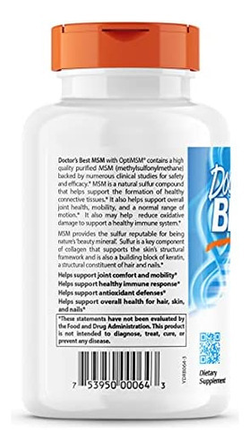 Doctors Best Msm Com Optimsm, Suporte Articular, Sistema I - Imagem 2