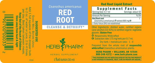 Extrato Líquido De Raiz Vermelha Herb Pharm Para Limpeza E D