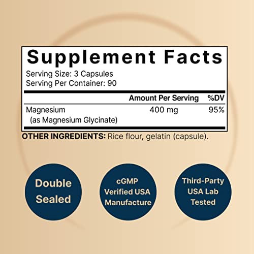 Glicinato De Magnésio 400mg (elemental), 270 Cápsulas 100% - Imagem 2