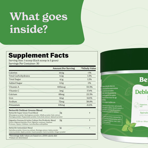 Better Alt Greens Powder, Detox & Debloat Com 15 Super Green - Imagem 6