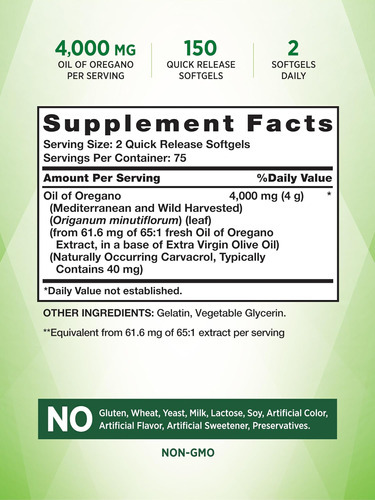 Natures Truth Óleo De Cápsulas Softgel De Orégano | 4000mg | - Imagem 2