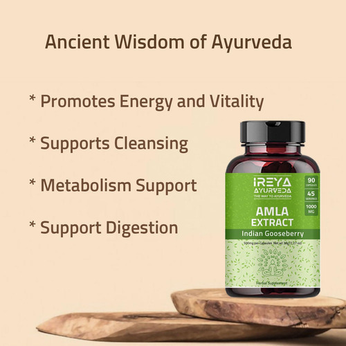 Cápsulas De Extrato De Fruta Amla De Ireya Ayurveda (90 Cáps - Imagem 4