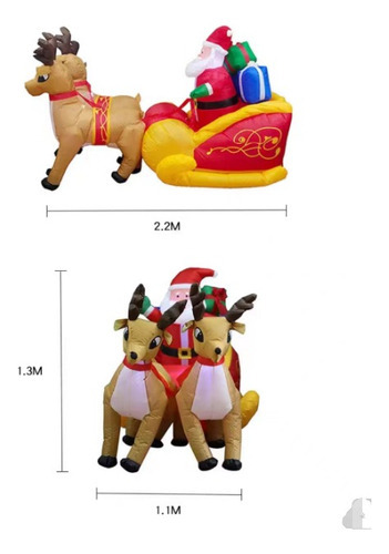 Trenó Inflável De Natal Com Renas De Natal Para Papai Noel - - Imagem 5
