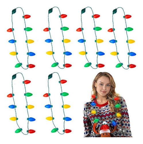 Colar De Luzes Led De Natal, 5 Peças, Com Corrente De Cor