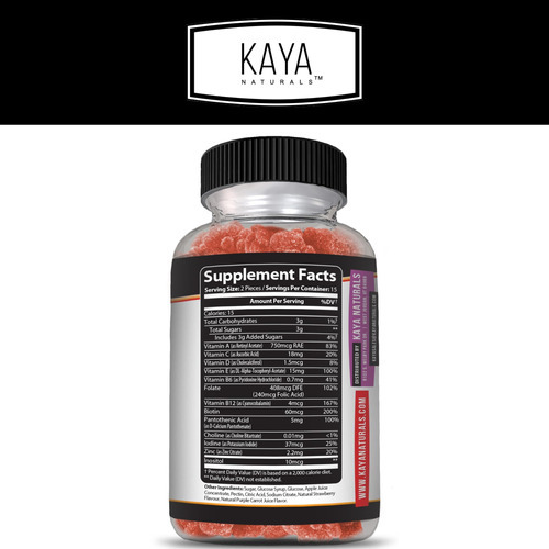 Kaya Naturals Adulto Multi Vitamina Gomosa, Biotina, Vitamin - Imagem 2