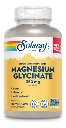 Cápsulas De Glicinato De Magnésio Solaray, Suplemento De Mag
