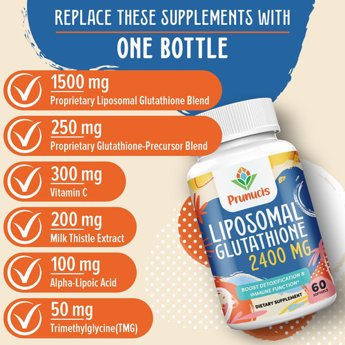2400mg Glutationa Lipossomal, L-glutationa Reduzida, Supleme - Imagem 5