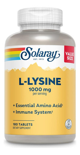 Solaray L-lisina, Formato Livre 1000 Mg, Suplemento De Supor