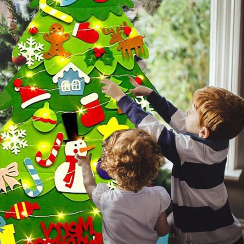 Decoração De Parede De Árvore De Natal De Feltro Diy Com Luz - Imagem 4