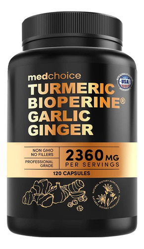 Suplementos 4 Em 1 De Cúrcuma E Alho Com Bioperina 2360 Mg (